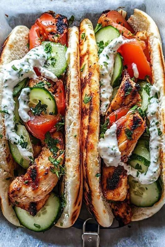 Chicken Gyro Pitas with Tzatziki
