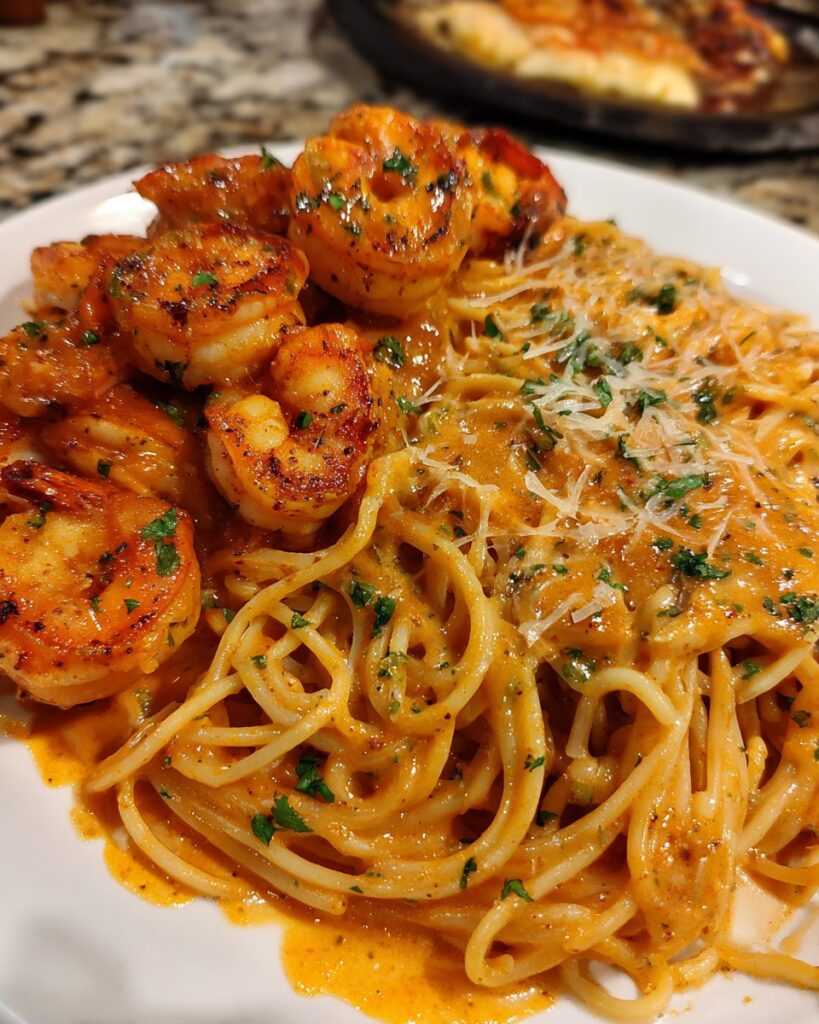 Garlic Butter Shrimp with Creamy Spaghetti