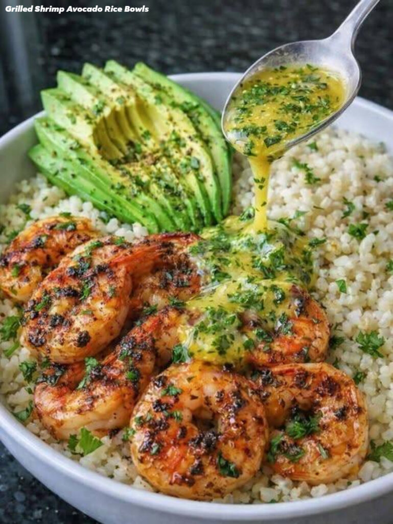 Grilled Shrimp Avocado Rice Bowls