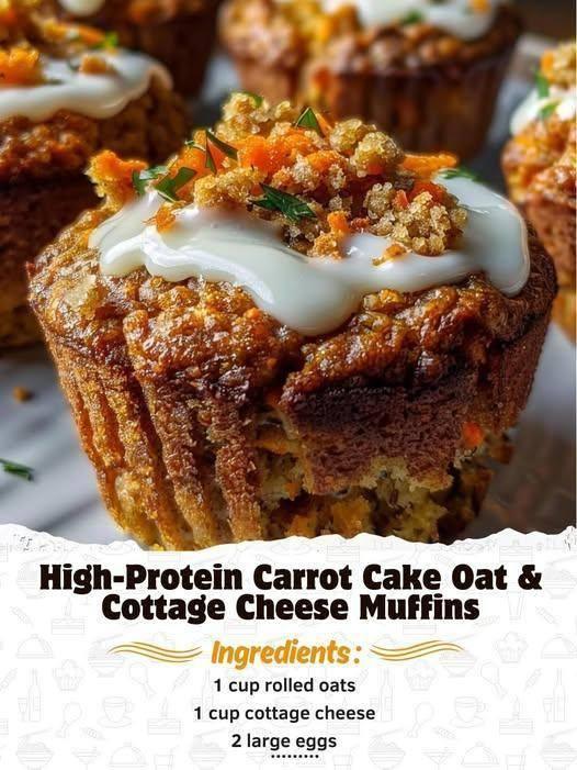 High-Protein Carrot Cake Oat & Cottage Cheese Muffins