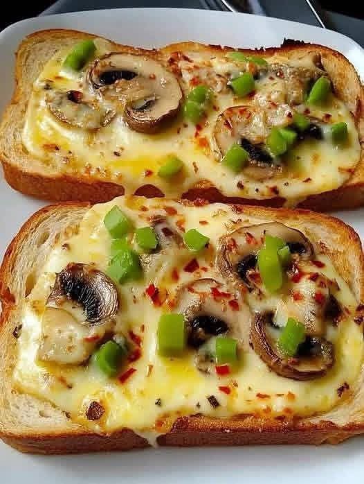 High-Protein Cheesy Mushroom Toast Melts