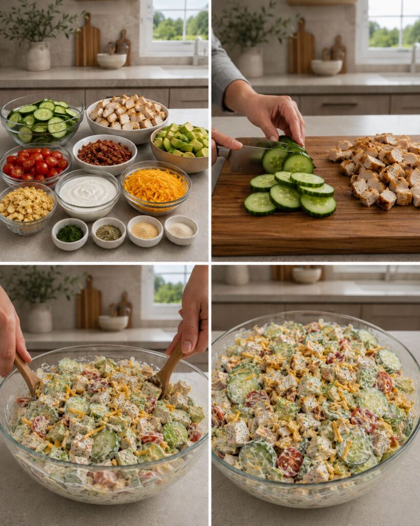 High-Protein Viral Creamy Cucumber Ranch Salad Bowl