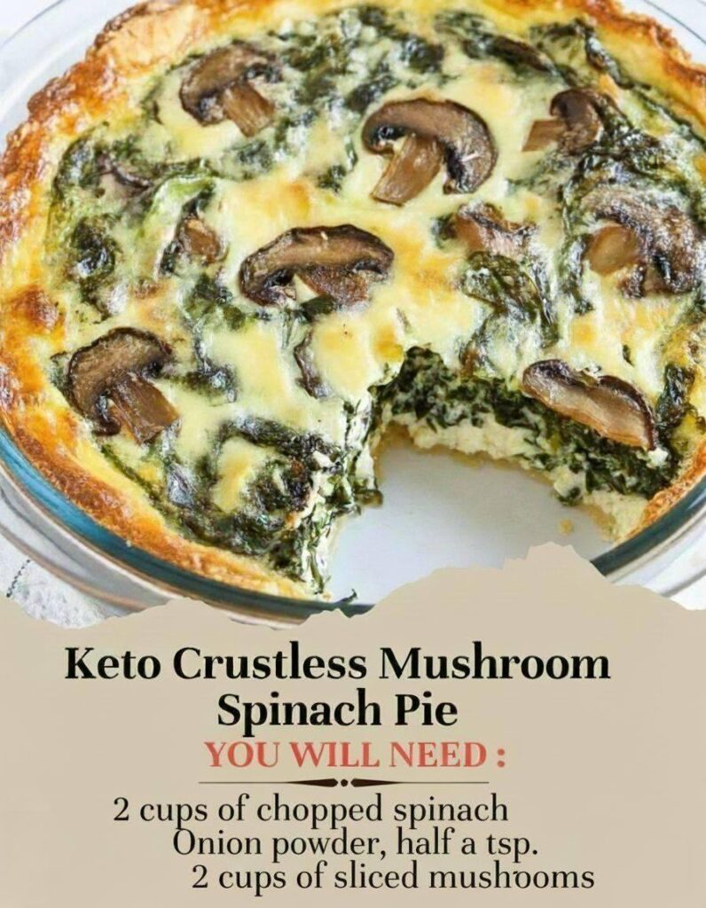 Keto Crustless Mushroom Spinach Pie