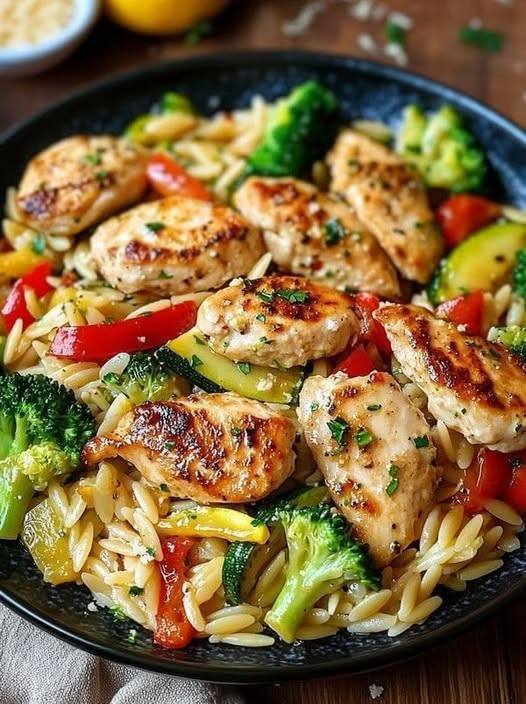 Lemon Chicken Orzo with Veggies
