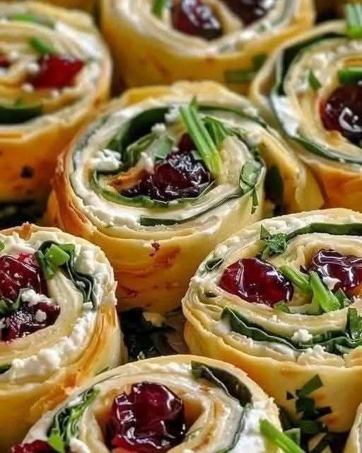 Low-Carb Cranberry Feta Pinwheels with Cream Cheese