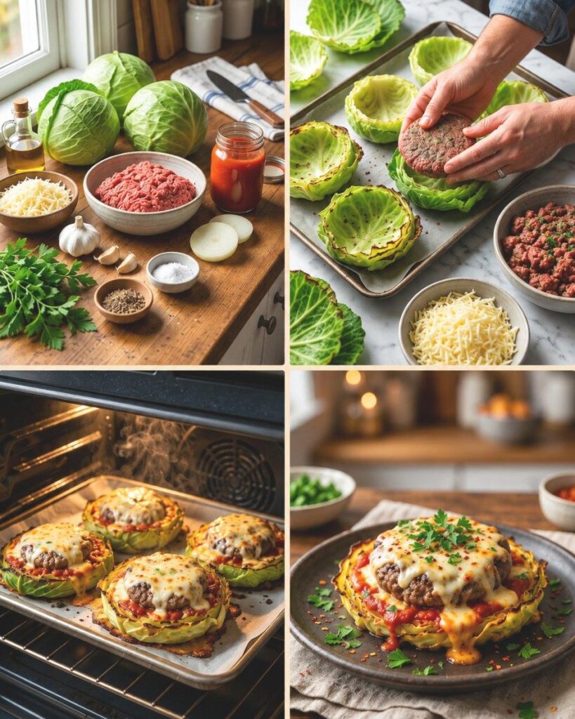 Mediterranean Cabbage & Beef Cups with Herb-Tomato Sauce & Melted Cheese