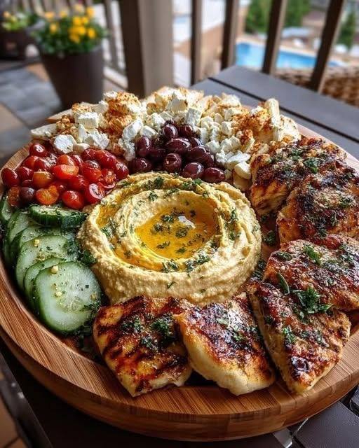 Mediterranean Chicken Hummus Platter