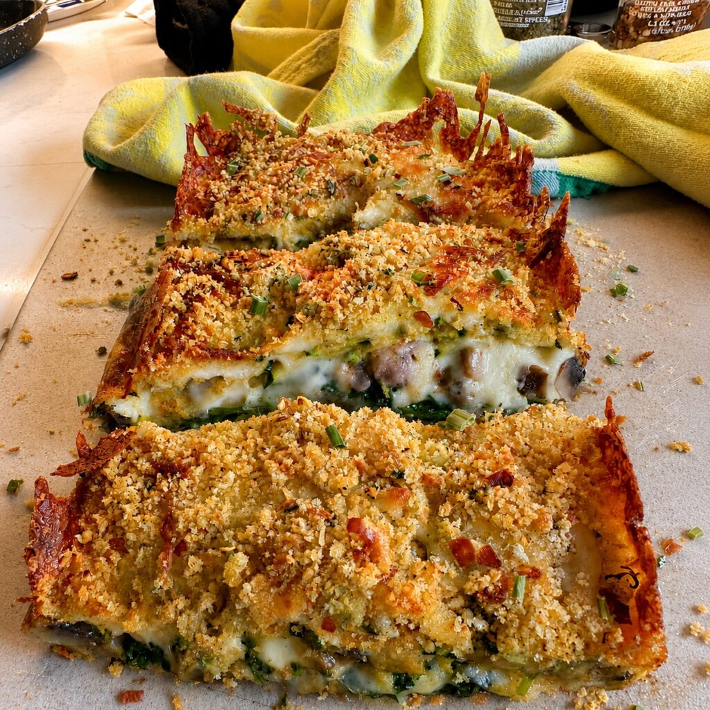 Mushroom & Spinach Zucchini Lasagna Loaf