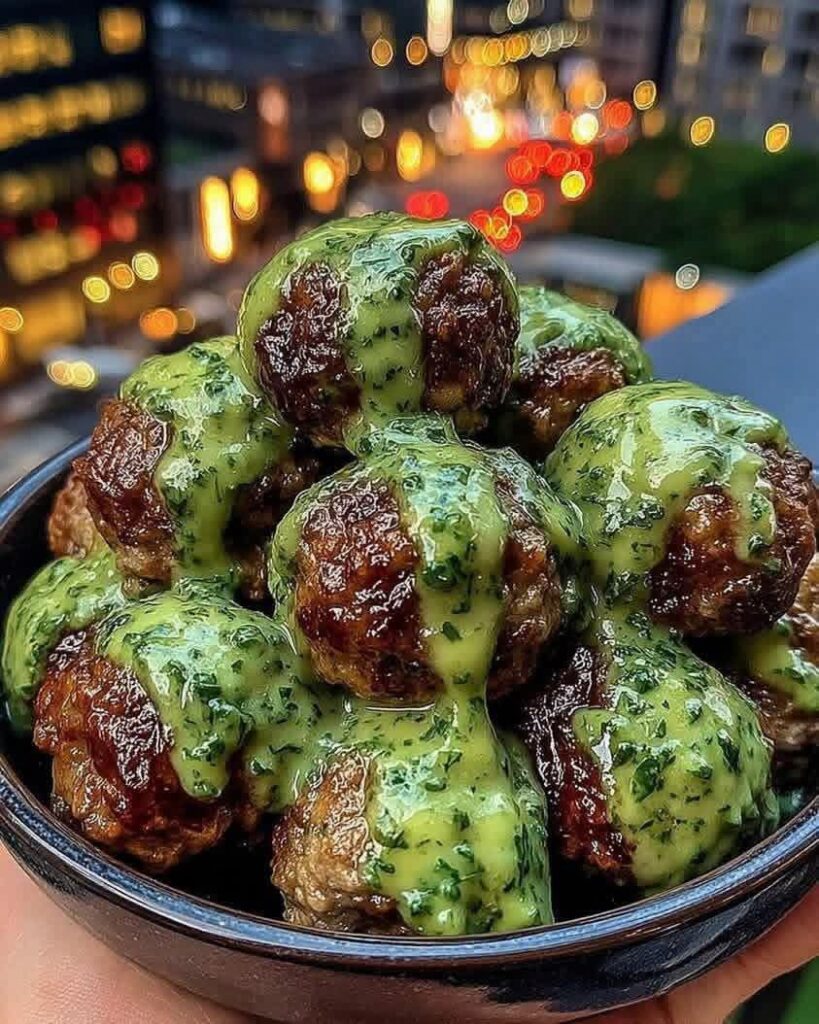 Spicy Honey Beef Meatballs with Cilantro Lime Sauce