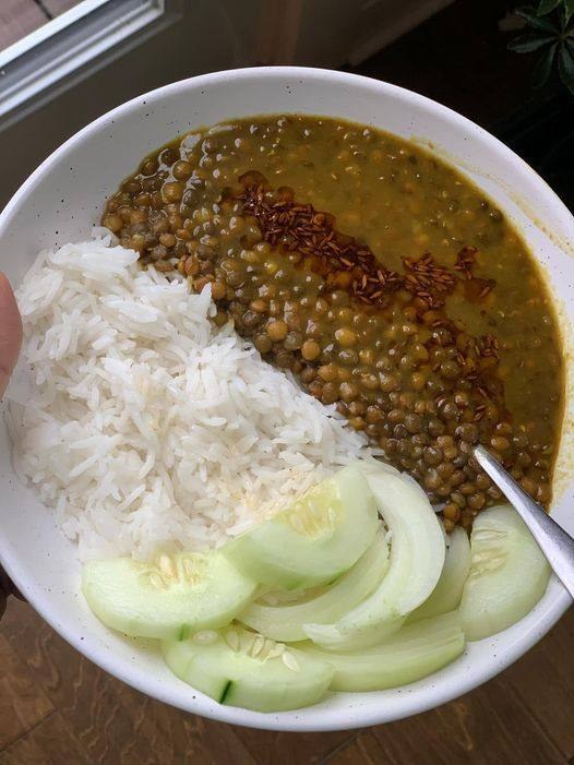 Vegan Brown Lentil Dal with White Rice