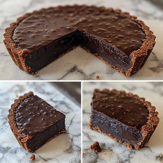 Vegan Chocolate Tart with Almond Crus