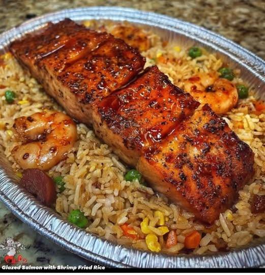 WW-Glazed Salmon with Shrimp Fried Rice