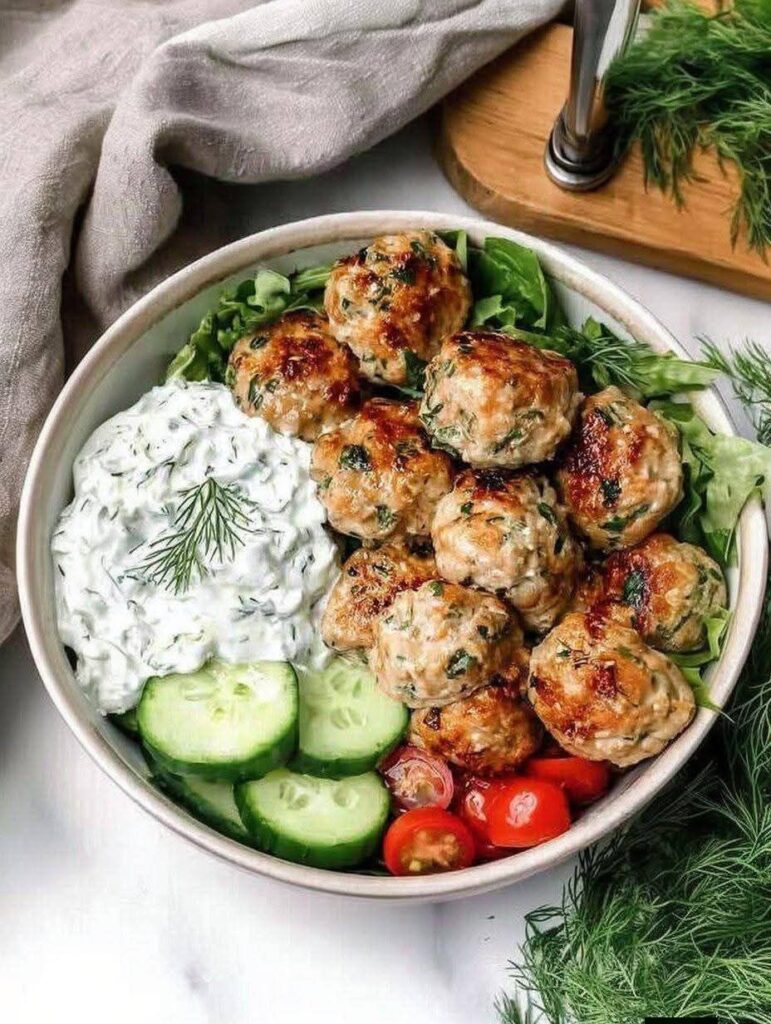 Weight Watchers Greek Chicken Meatballs with Tzatziki