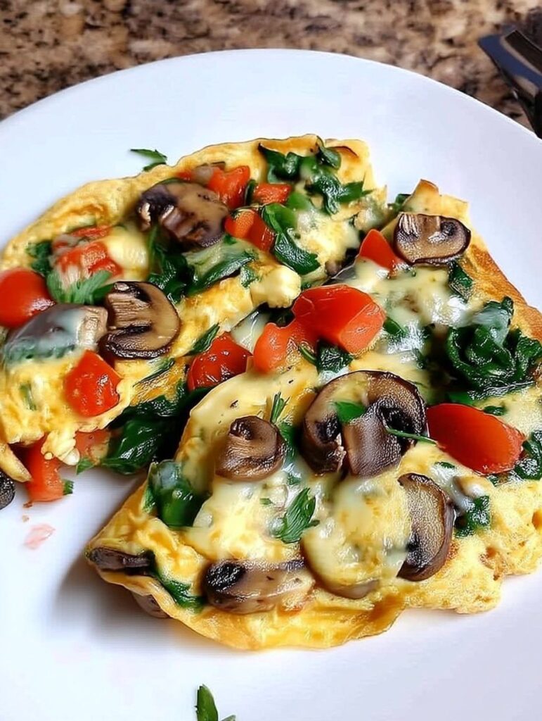 Keto Cheesy Veggie-Loaded Omelette