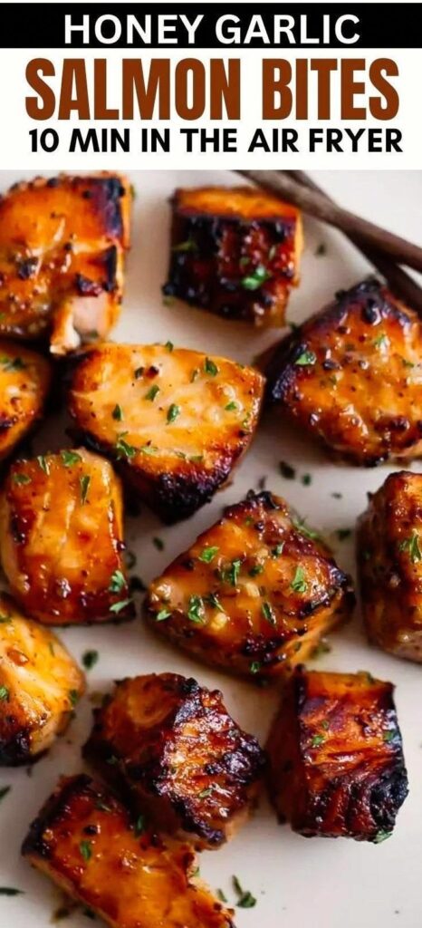 Air Fryer Honey Garlic Salmon Bites