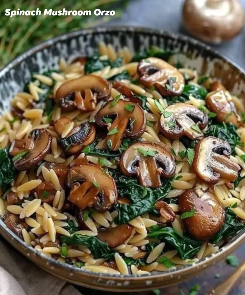 Spinach Mushroom Orzo