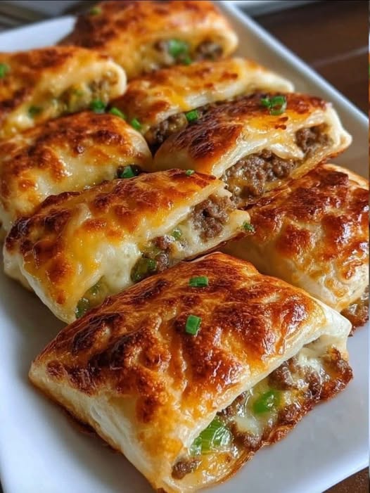 Cheesy Beef Puff Pastry Pockets (Air Fryer)