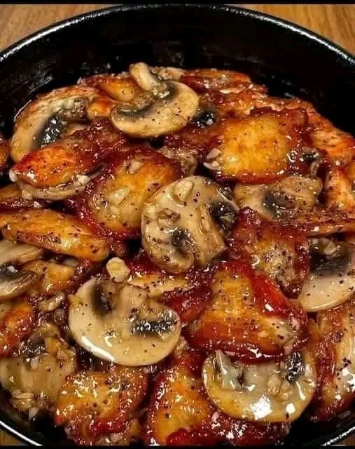 Air Fryer Honey Garlic Chicken with Mushrooms