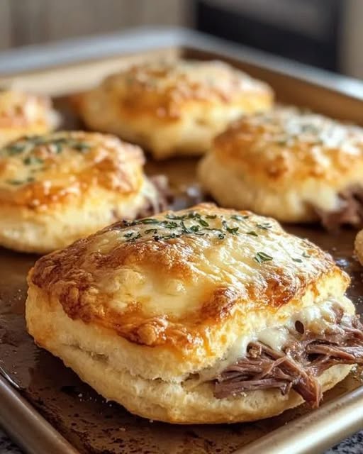 Cheesy Shredded Beef Biscuits