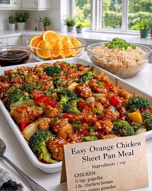Air Fryer Easy Orange Chicken Sheet Pan Meal