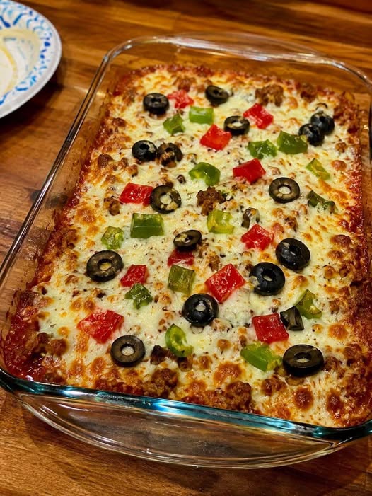 🍕 Air Fryer Crustless Pizza Bake (Low-Carb, Cheesy & Protein-Packed)