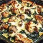 Keto Chicken Spinach & Mushroom Low-Carb Oven Dish