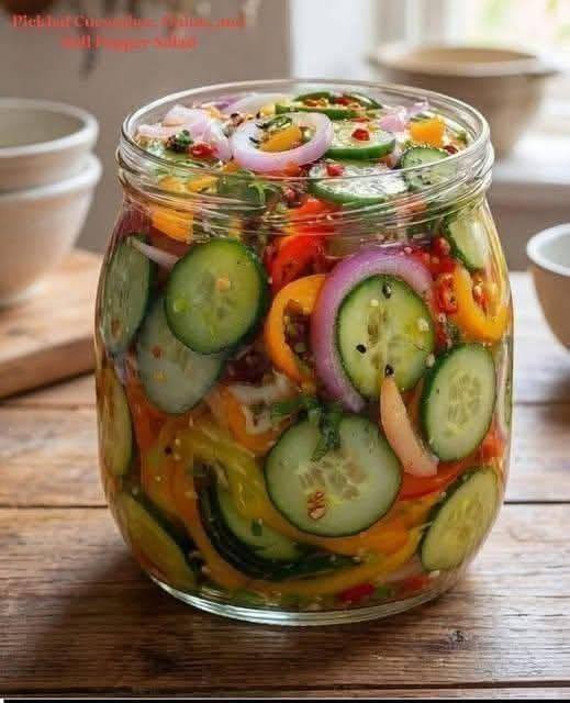 Keto Anti-Inflammatory Pickled Cucumber, Onion & Bell Pepper Salad