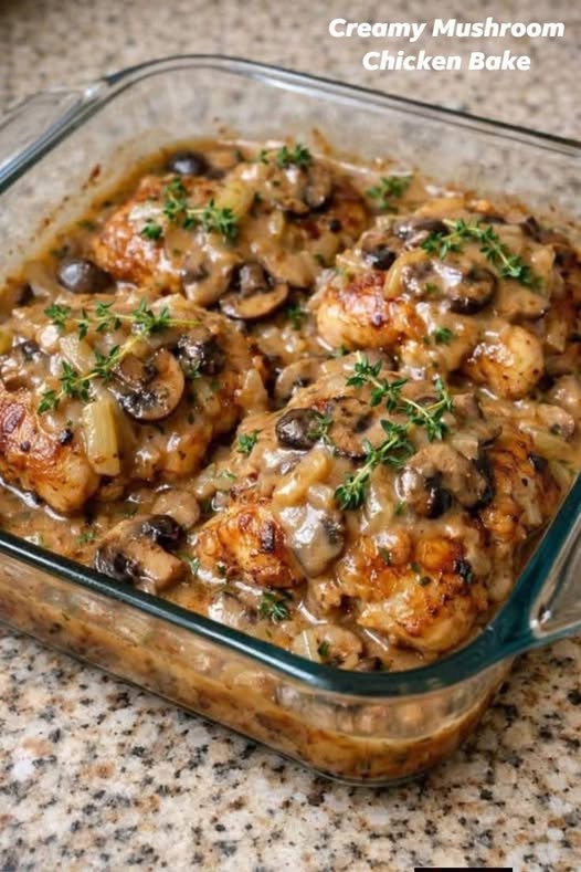 Air Fryer Creamy Mushroom Chicken Bake