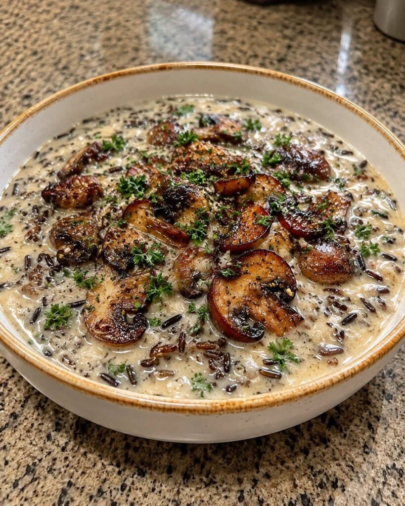 Creamy Vegan Mushroom Wild Rice Soup