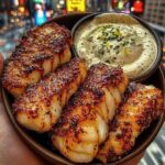 Crispy Blackened Fish Bites with Lemon-Herb Tartar Sauce