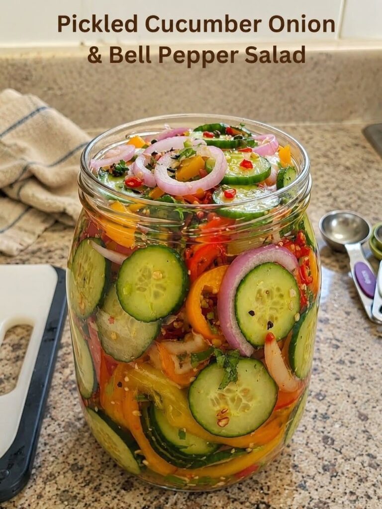 Vegan Anti-Inflammatory Pickled Cucumber, Onion & Bell Pepper Salad