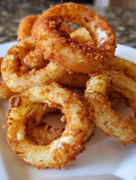 Vegan Cheesy Mozzarella Onion Rings