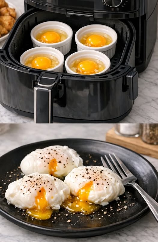 Air Fryer “Poached” Eggs (Soft & Jammy Style)