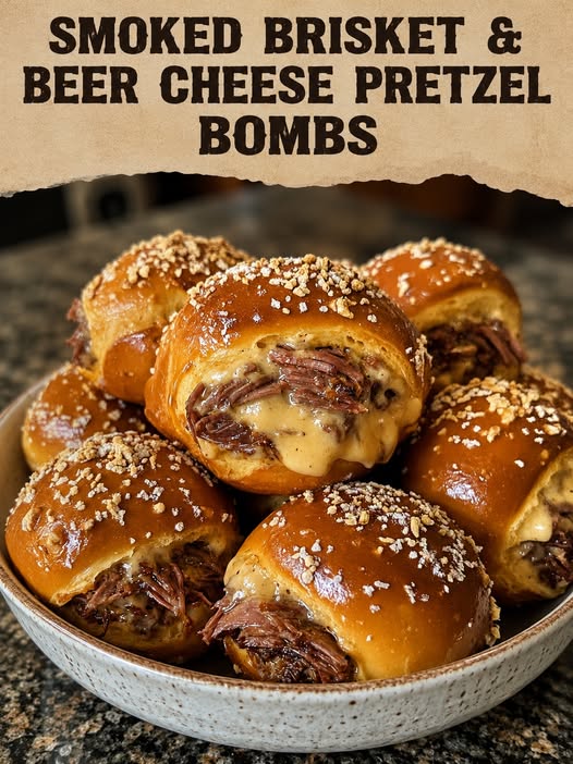 Keto Smoked Brisket & Beer Cheese Pretzel Bombs