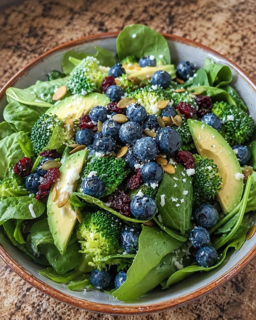 Vegan Blueberry Broccoli Spinach Salad