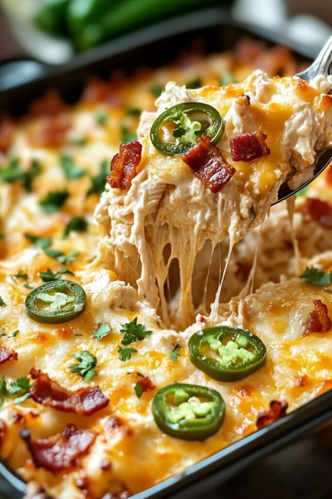 Cheesy Jalapeño Popper Keto Chicken Bake