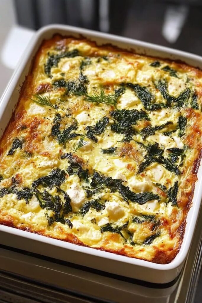 Keto Baked Feta & Spinach Egg Casserole