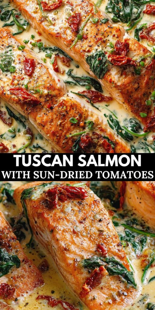 Creamy Tuscan Keto Salmon with Spinach & Sun-Dried Tomatoes