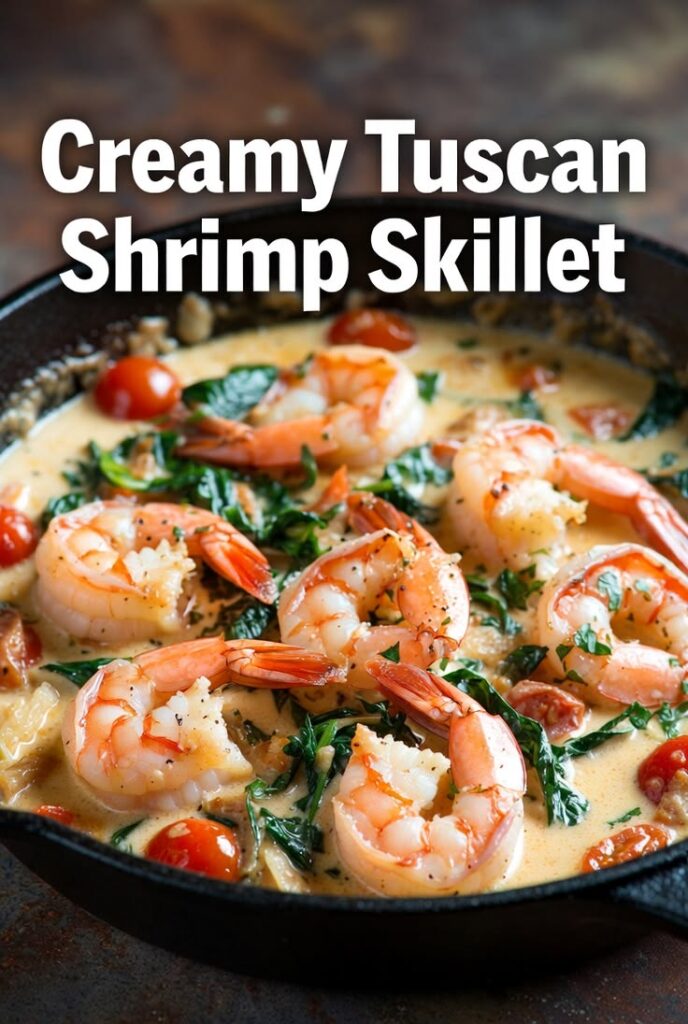 Keto Creamy Tuscan Shrimp Skillet