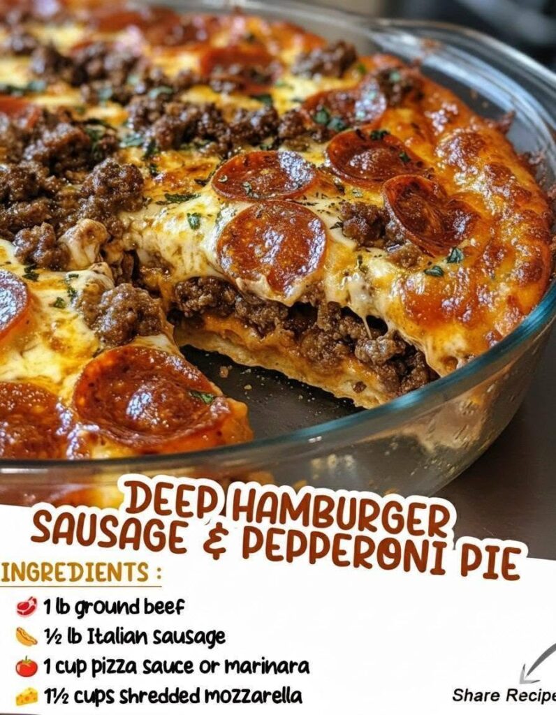 Deep Hamburger, Sausage & Pepperoni Pie