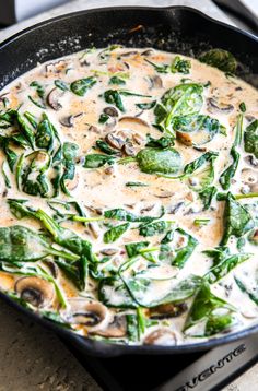 Keto Creamy Garlic Spinach Mushrooms