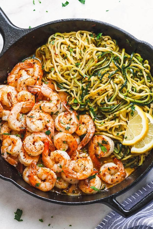 Creamy Garlic Butter Keto Shrimp with Zucchini Noodles