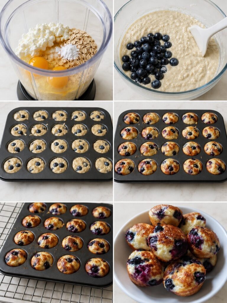 Fluffy Blueberry Cottage Cheese Pancake Bites