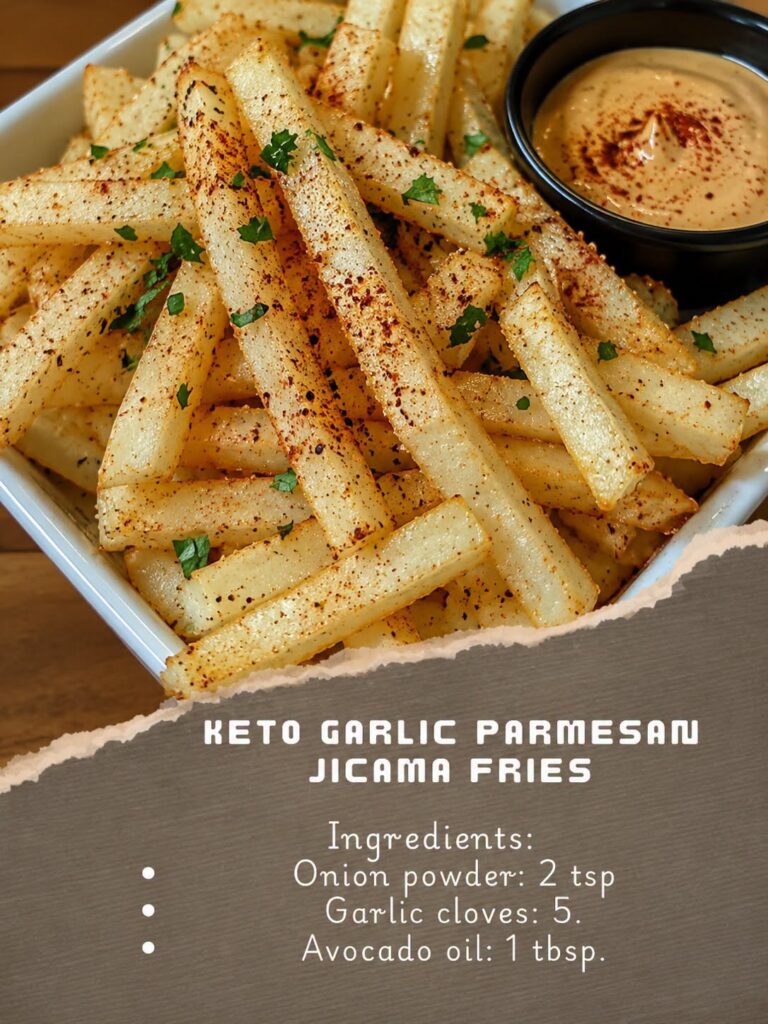 Low Carb Garlic Parmesan Jicama Fries