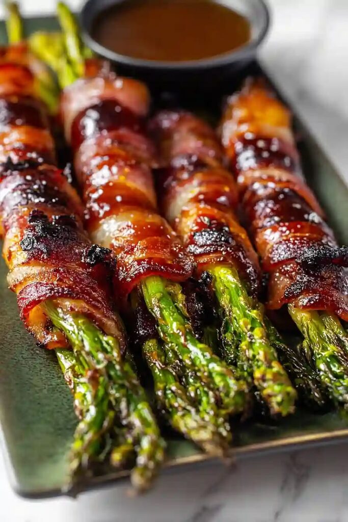 Air Fryer Bacon-Wrapped Asparagus with Cheese