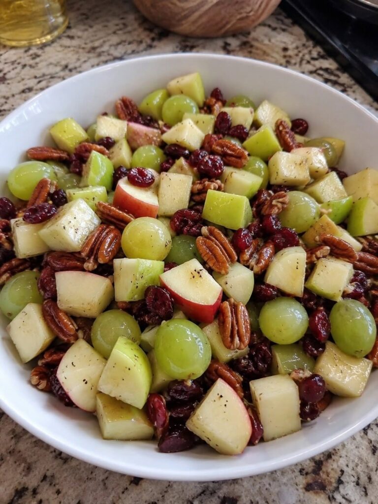 Vegan Honeycrisp Apple Salad With Grapes, Pecans & Dried Cranberries