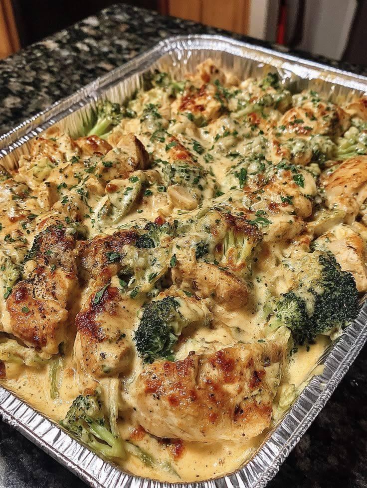Keto Broccoli and Chicken in a Creamy Sauce Casserole