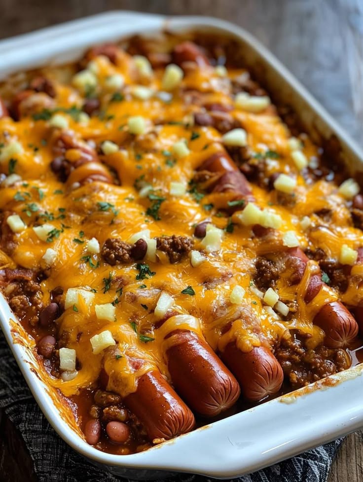 Keto Chili Cheese Dog Bake