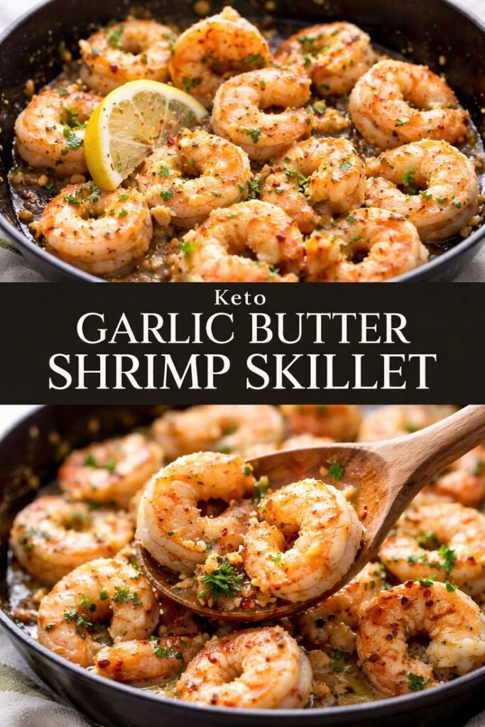 Keto Garlic Butter Shrimp Skillet