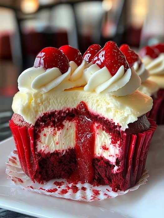 Keto Strawberry Cheesecake Red Velvet Cupcakes